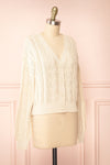 Akao Beige Cable Knit Cardigan | Boutique 1861 side view
