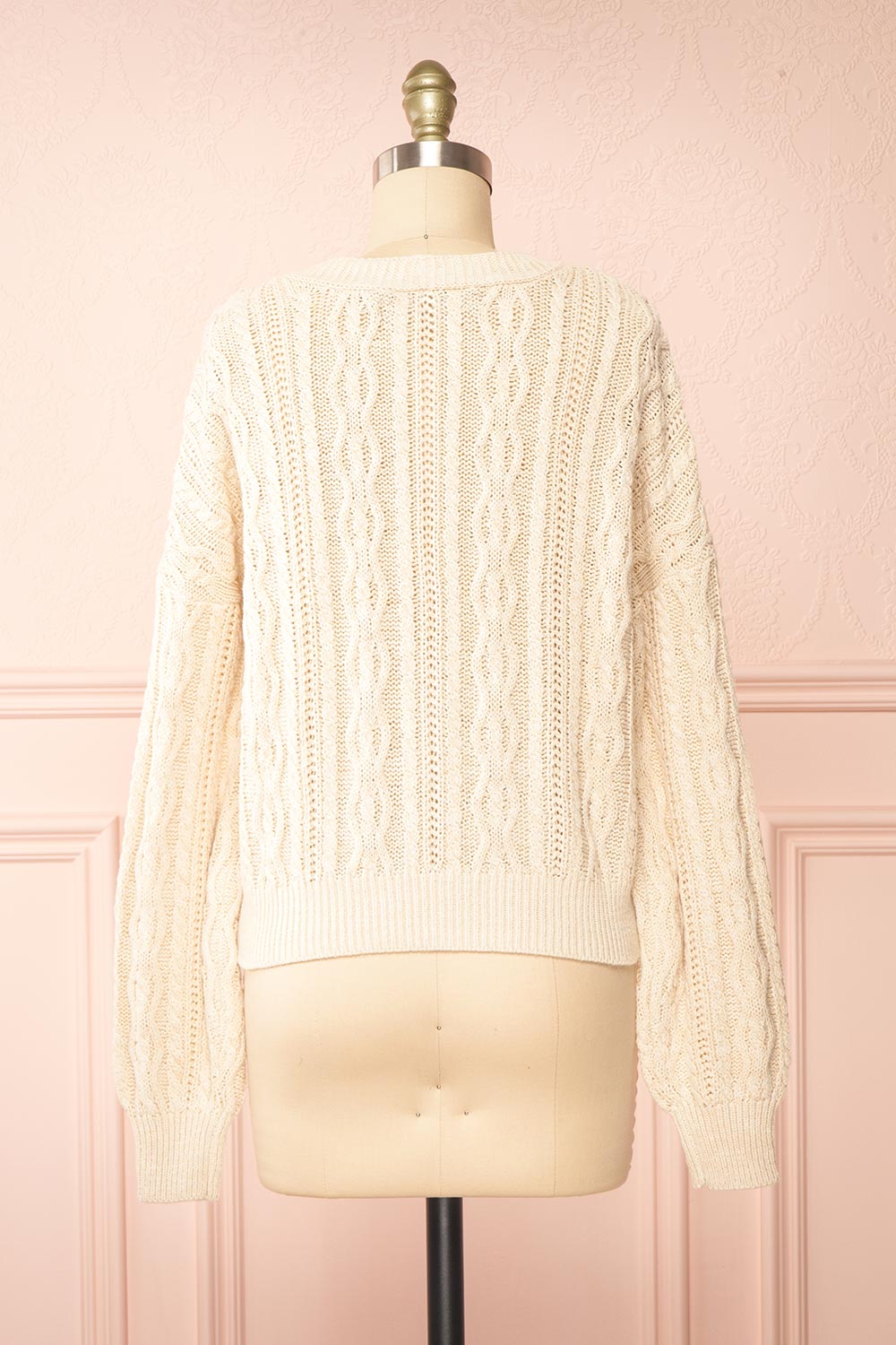 Akao Beige Cable Knit Cardigan | Boutique 1861 back view