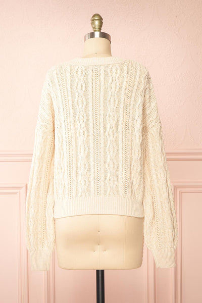 Akao Beige Cable Knit Cardigan | Boutique 1861 back view