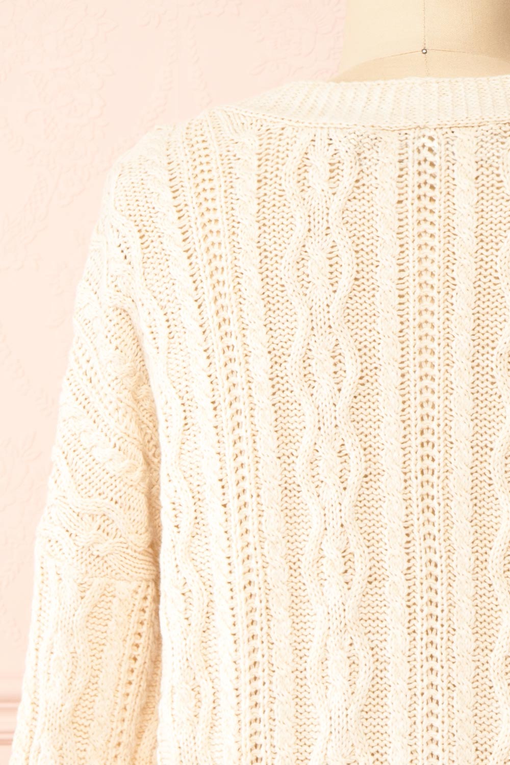 Beige cable knit cardigan hot sale