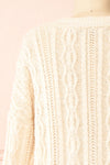 Akao Beige Cable Knit Cardigan | Boutique 1861 back close-up