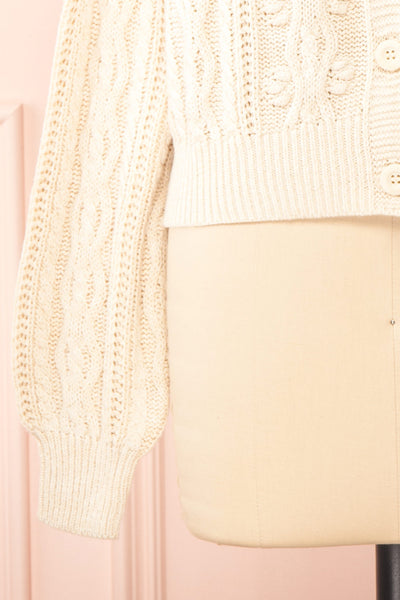 Akao Beige Cable Knit Cardigan | Boutique 1861 sleeve