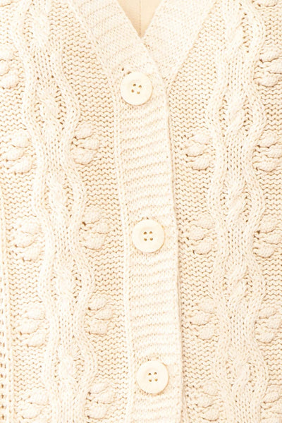 Akao Beige Cable Knit Cardigan | Boutique 1861 fabric
