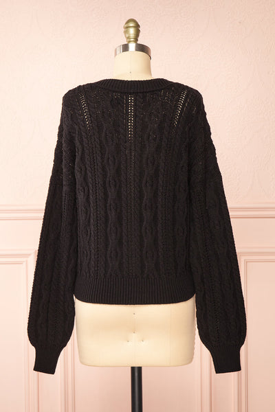 Akao Black Cable Knit Cardigan | Boutique 1861 back view
