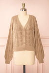 Akao Taupe Cable Knit Cardigan | Boutique 1861 front view