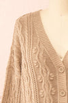Akao Taupe Cable Knit Cardigan | Boutique 1861 front close-up
