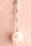 Alasonia Silver Pearl & Crystal Pendant Earrings close-up | Boudoir 1861