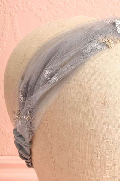 Alausa Grey Tulle Headband with Sequin Stars | Boutique 1861 3