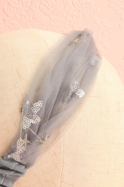 Alausa Grey Tulle Headband with Sequin Stars | Boutique 1861 5
