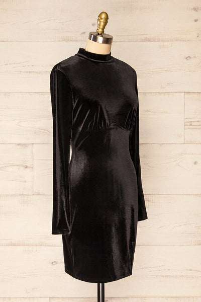 Albacete Short Fitted Velvet Dress w/ Long Sleeves | La petite garçonne side view
