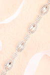 Alberta White Ribbon Belt w/ Crystals Ornament | Boudoir 1861 flat close-up