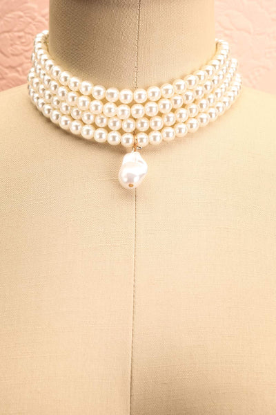 Aichryson Layered Pearls Choker w/ Pearl Pendant | Boutique 1861