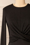Alcobendas Black Sparkling Short Dress w/ Long Sleeves | La petite garçonne front close-up