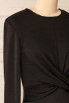 Alcobendas Black Sparkling Short Dress w/ Long Sleeves | La petite garçonne side close-up