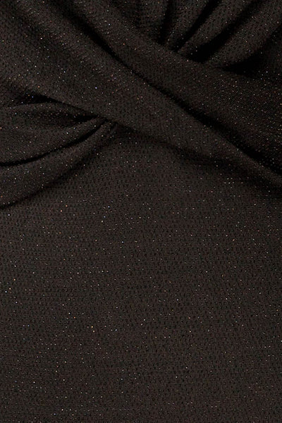Alcobendas Black Sparkling Short Dress w/ Long Sleeves | La petite garçonne fabric