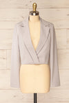 Alcorcon Grey Cropped Blazer w/ Notched Lapels front view