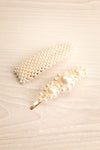 Alesco Set of Golden Pearl Studded Barrettes | La Petite Garçonne 1