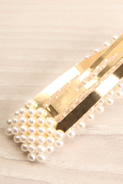 Alesco Set of Golden Pearl Studded Barrettes | La Petite Garçonne 4