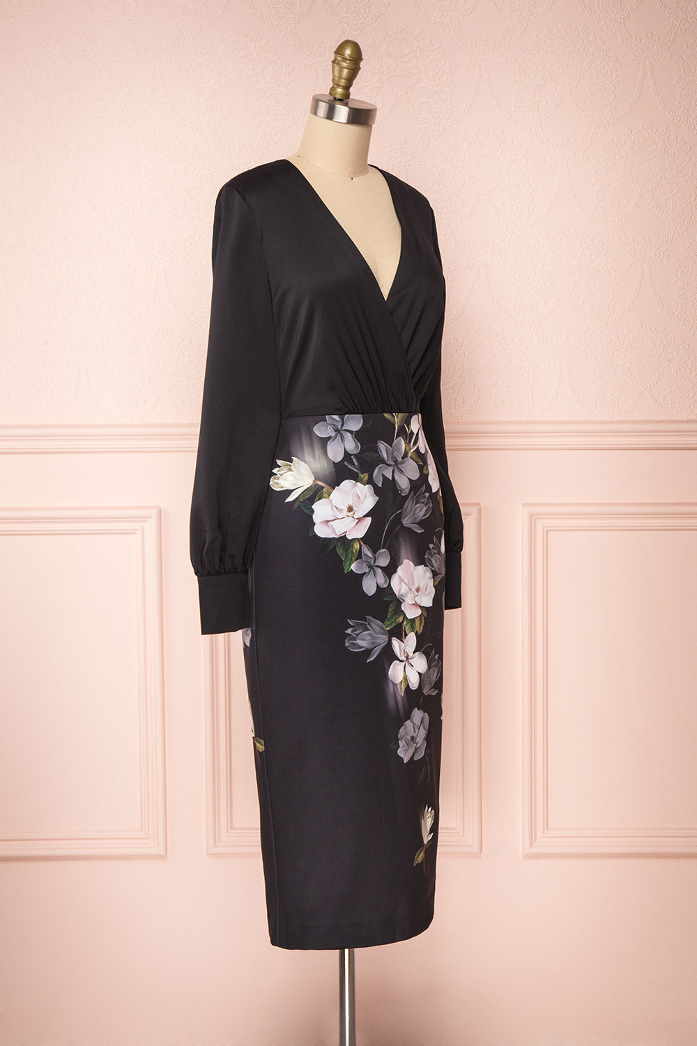 Alexina Black Floral Fitted Ted Baker Dress