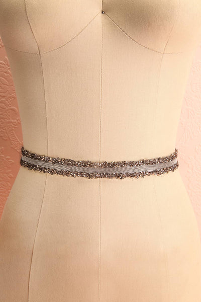 Alfifa Gris Silver Grey Ribbon Belt with Crystals | Boudoir 1861
