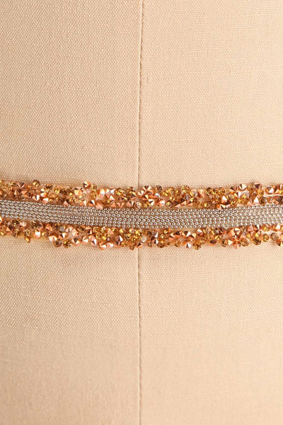 Alfifa Or Golden Yellow Ribbon Belt with Crystals | Boudoir 1861 close-up