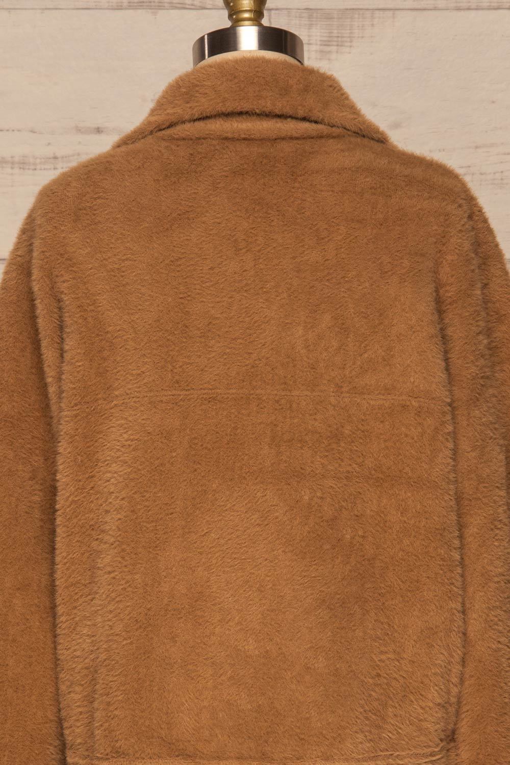 Alfonsia Brown Fuzzy Jacket w/ Buttons back view | La Petite Garçonne