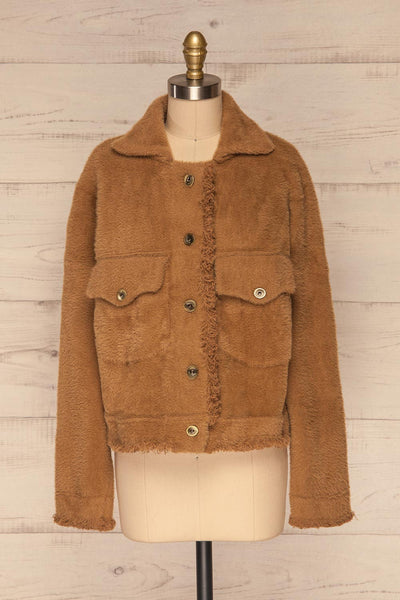 Alfonsia Brown Fuzzy Jacket w/ Buttons | La Petite Garçonne