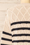 Algesiras Beige Diamond Knit Striped Sweater | La petite garçonne back close-up