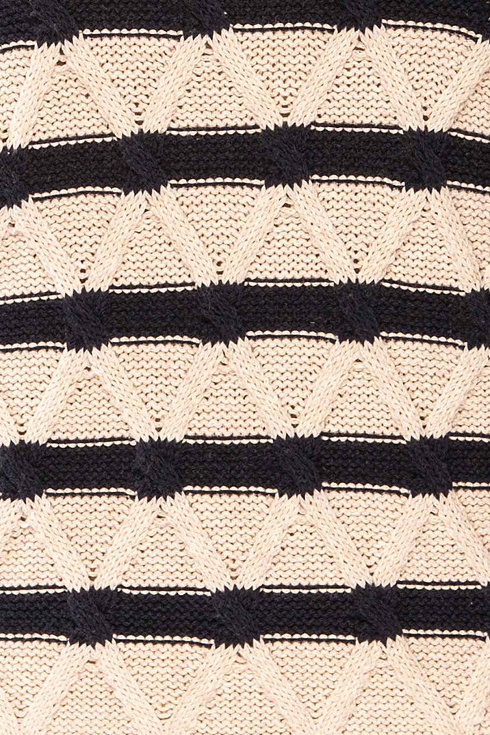 Algesiras Beige Diamond Knit Striped Sweater | La petite garçonne fabric