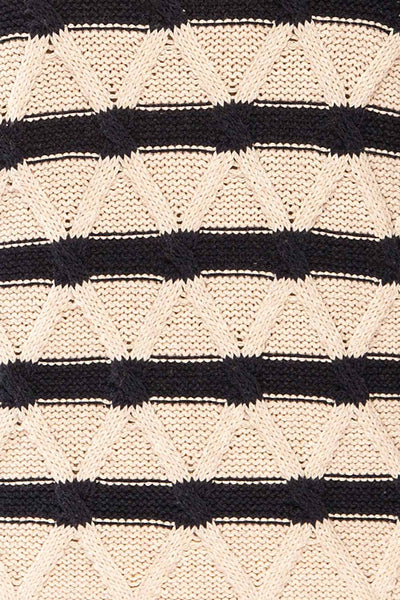 Algesiras Beige Diamond Knit Striped Sweater | La petite garçonne fabric