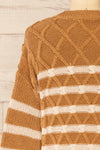 Algesiras Caramel Diamond Knit Striped Sweater | La petite garçonne back close-up