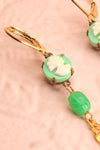 Alice Guy Green Cameo Golden Pendent Earrings | Boutique 1861 close-up