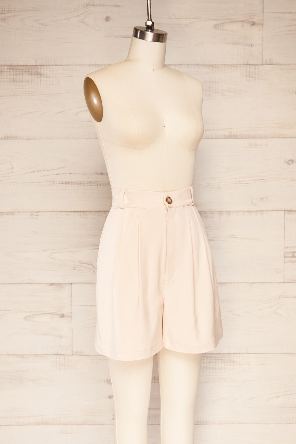 Alici Blush Pleated High Waist Shorts | La petite garçonne side view