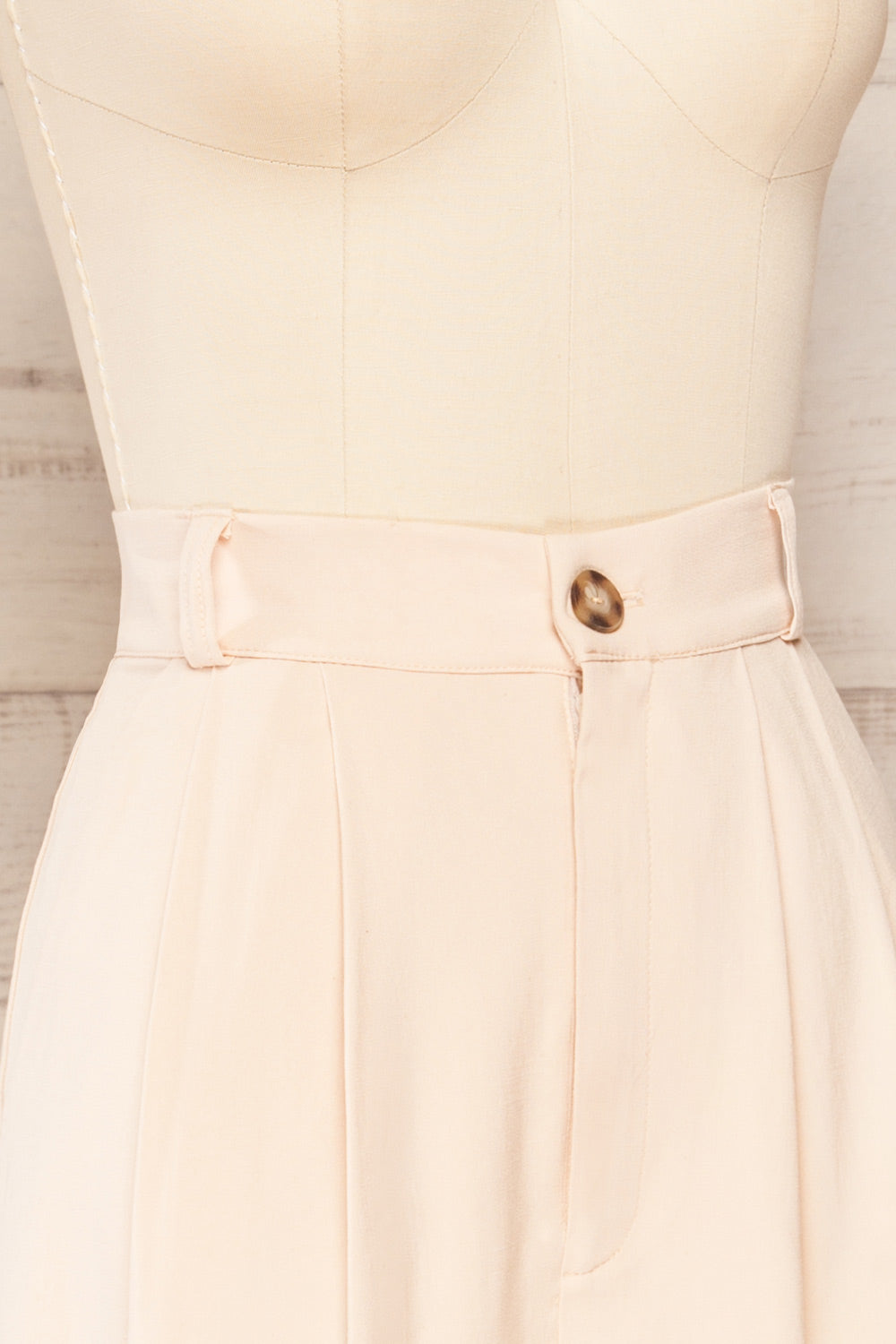 Alici Blush Pleated High Waist Shorts | La petite garçonne side close up