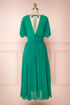 Alisha Emeraude Green Pleated A-Line Midi Dress | Boutique 1861 back view