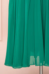 Alisha Emeraude Green Pleated A-Line Midi Dress | Boutique 1861 bottom close-up