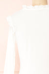 Alison Long Sleeve White Top w/ Ruffle Detail | Boutique 1861 back close-up