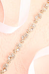 Alita Gold Ribbon Belt w/ Crystal Ornament | Boudoir 1861 flat close-up
