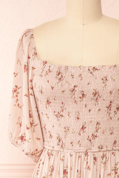 Alka Square Neck Floral Midi Dress | Boutique 1861 front close-up