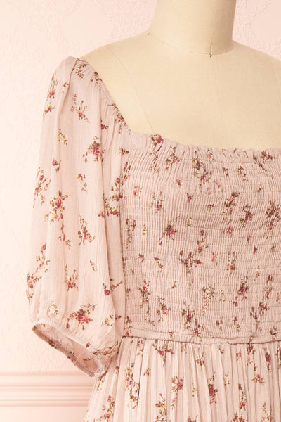 Alka Square Neck Floral Midi Dress | Boutique 1861 side close-up