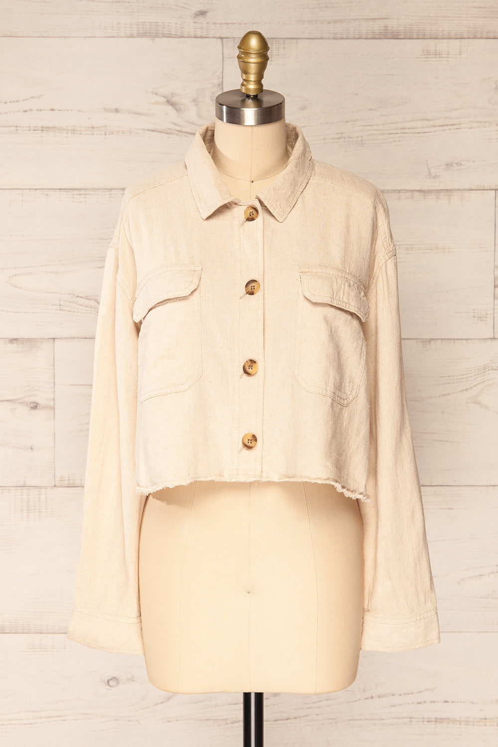 Alkala Cropped Linen Jacket | La petite garçonne front view