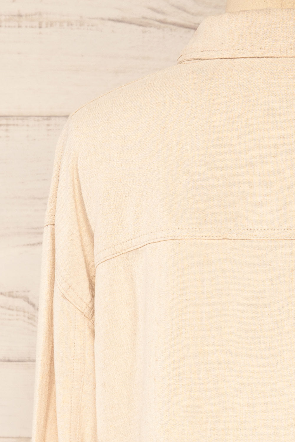 Alkala Cropped Linen Jacket | La petite garçonne back close-up