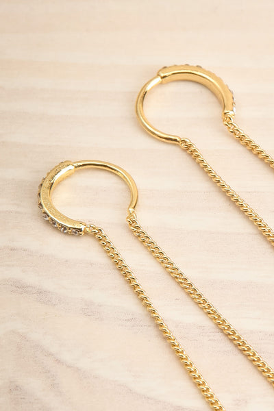 Allatum Gold Crystal Pendant Earrings | La petite garçonne close-up