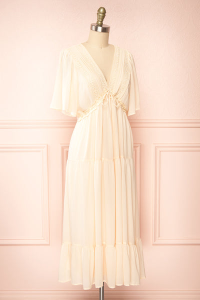 Allura Blush V-Neck Midi Dress | Boutique 1861 side view