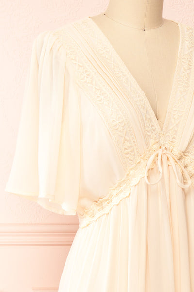 Allura Blush V-Neck Midi Dress | Boutique 1861 side close-up