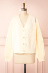 Alony Cream Knit Cardigan w/ Buttons | Boutique 1861 front view