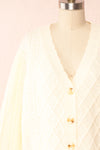 Alony Cream Knit Cardigan w/ Buttons | Boutique 1861 front close up