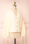 Alony Cream Knit Cardigan w/ Buttons | Boutique 1861 side view