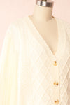 Alony Cream Knit Cardigan w/ Buttons | Boutique 1861 side close up