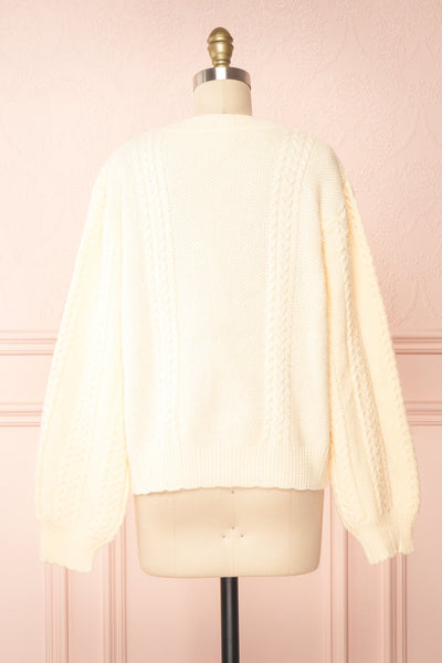Alony Cream Knit Cardigan w/ Buttons | Boutique 1861 back view